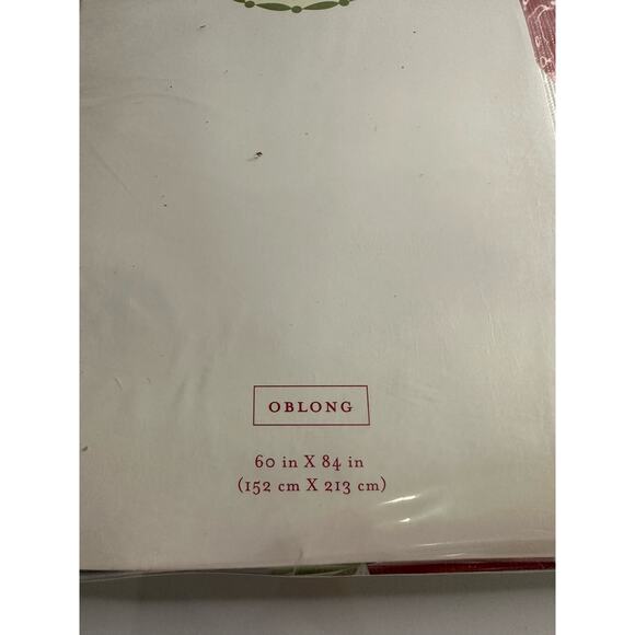 Vintage NWT New Christmas Oblong Tablecloth  Harlequin Vinyl back 84 x 60 - Picture 2 of 5